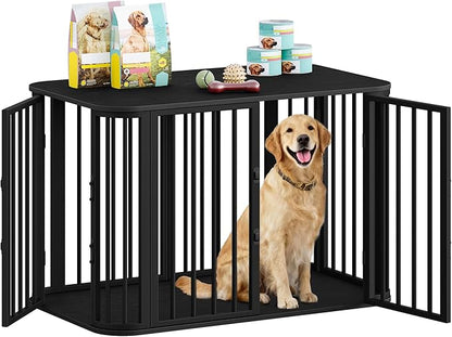 Hzuaneri 39.4'' Dog Crate Furniture, L Indoor Dog Kennel Dogs Cage, Modern Decorative Pet House for Small/Medium/Large Dogs, Anti-Chew & Anti-Escape, Kennel End Side Table TV Stand, Black DFC88704B