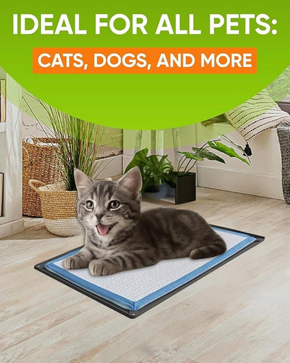 TidyFriend Puppy Pad Holder Tray Fits for 11.5” x 17” Pee Pads with Corner Lock Holes, Raised Edges, Non-Spill, Easy to Clean Silicone Puppy Potty Tray Holder, for Indoor Floor Protection (Grey)