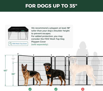 FXW Rollick Unleashed Dog Playpen for Indoor, Yard, RV Camping, 45 inch 48 Panels for Large Dogs, Black│Patented
