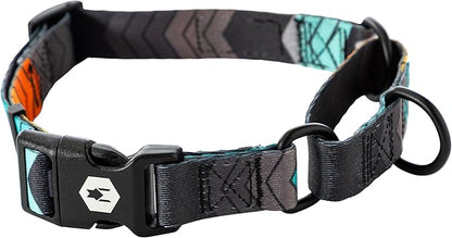 Wolfgang Heavy Duty Martingale Dog Collar with Quick Release Nylon Buckle for Walking & Training, ChevTech Print, Small