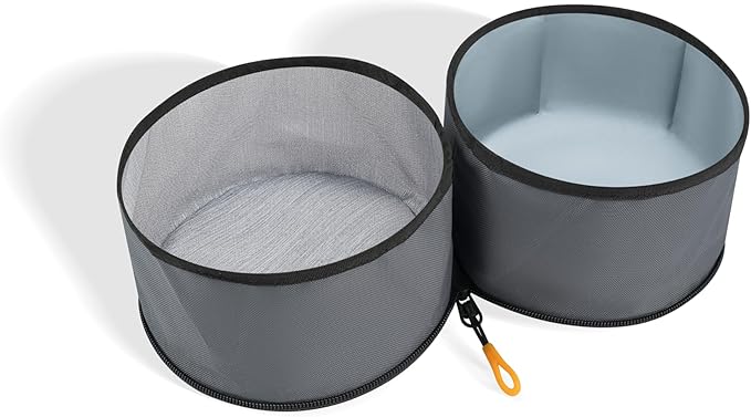 OllyDog Superbowl | Collapsible Dog Travel Bowl | 2 Compartment Food & Water | Foldable| Portable Dog Bowl | Hiking, Camping (Castle Rock)