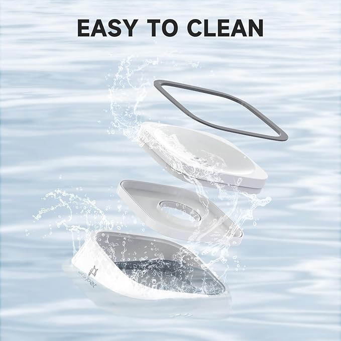 ELS PET No Spill Dog & Cat Bowl - 70oz/2L Large Capacity Travel Water Dispenser (White, 35oz)