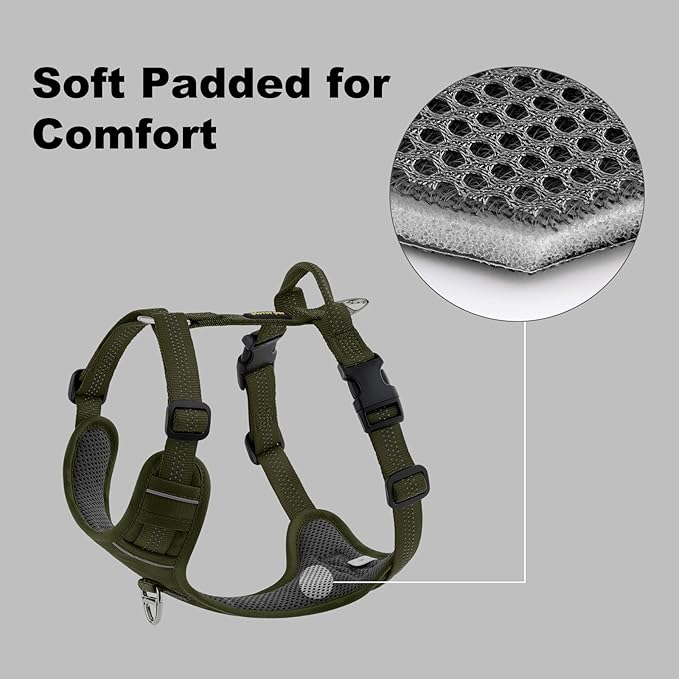 Plutus Pet No Pull Dog Harness, Reflective Adjustable Dog Vest Harness with Handle, Escape Proof, Soft Padded for Small Medium Large Dogs (Ranger Green, S)