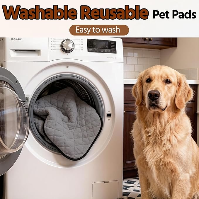 Washable Pee Pads for Dogs,Waterproof Dog Training Pads,Playpen Mat,Non-Slip Potty Pads,Super Absorbent Whelping Pads,Puppy Pad with Rounded Corn,Potty Pads (18x24(2 Pack))