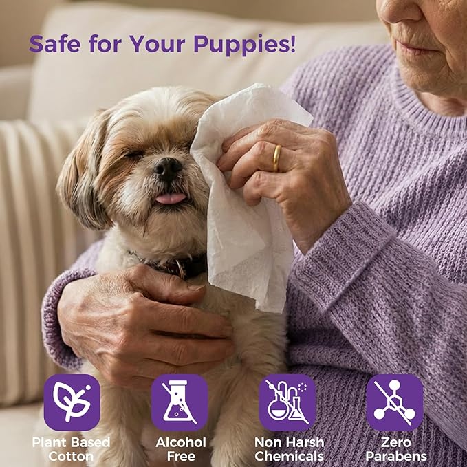 Extra Large 8“ x 13" Dog Wipes, Hypoallergenic, Lavender Scented, Plant-Based Grooming Wipes for Deodorizing & Hydrating Paws, Body, Butt, Ears & Coat - 360 Count