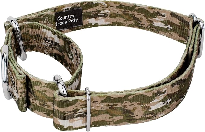 Country Brook Petz - Desert Viper Camo Martingale Dog Collar and Leash - Camouflage Collection Featuring Rugged Designs (1 Inch, Large)