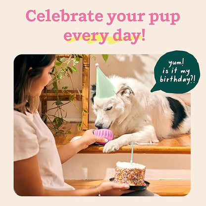 WOOF Party Pupsicle - Long-Lasting Interactive Dog Toys for Boredom - Low-Mess Design - Birthday Gifts for Dogs - XL Dog Toys - Party Pink
