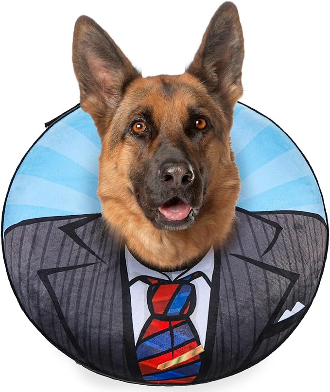 BEAUTYZOO Inflatable Dog Cone Collar, Recovery Dog Cone After Surgery, Adjustable Blow up Dogs Donut Collar, Pet Recovery Collar for Dogs,Black L