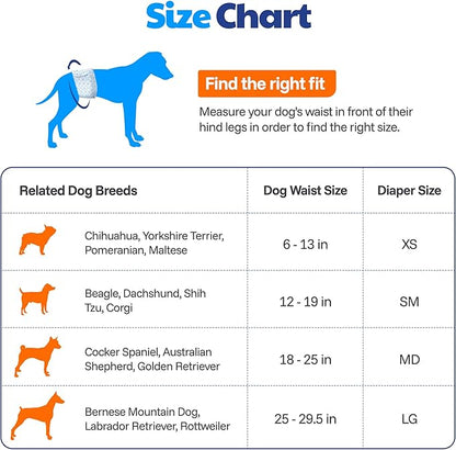 American Kennel Club Male Dog Wrap, Disposable Diapers with Wetness Indicator, Medium, 50 Count