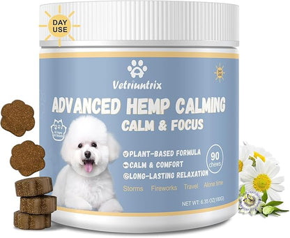Calming Chews for Dogs, Dog Calming Soft Chews for Fireworks, Storms, Thunder, Barking, Separation, 90 Count