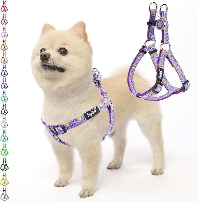 PUPTECK No Pull Easter Dog Harness Soft Adjustable Basic Nylon Step in Puppy Vest Outdoor Walking with ID Tag, Light Purple M