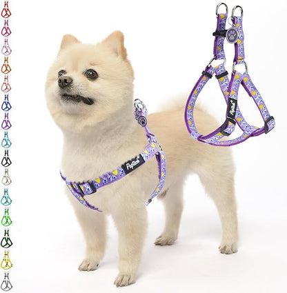 PUPTECK No Pull Easter Dog Harness Soft Adjustable Basic Nylon Step in Puppy Vest Outdoor Walking with ID Tag, Light Purple M
