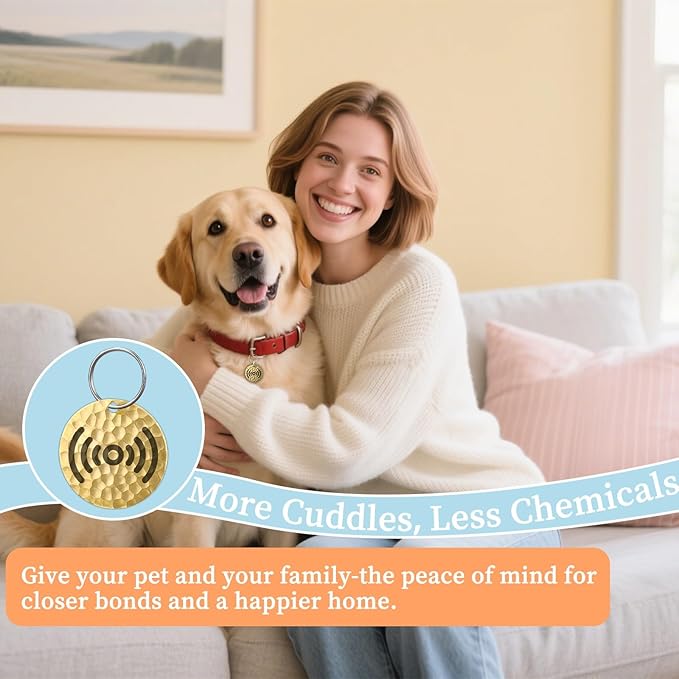 Natural Flea & Tick Repellent Collar Pendant for Dogs & Cats –12-Month Water-Resistant Biomass Energy Pet Shield – Safe for Pets When Used as Directed – Gift Ready (One Size- 2packs)