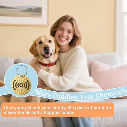 Natural Flea & Tick Repellent Collar Pendant for Dogs & Cats –12-Month Water-Resistant Biomass Energy Pet Shield – Safe for Pets When Used as Directed – Gift Ready (One Size- 2packs)