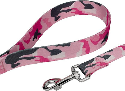 Country Brook Petz - Pink and Grey Camo Martingale Dog Collar and Leash - Camouflage Collection Featuring Rugged Designs (1/2 Inch, 2XS)