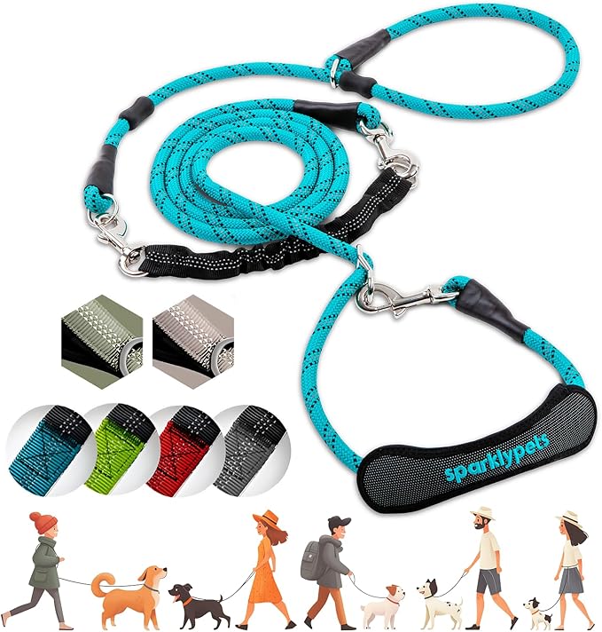SparklyPets - Bungee Rope Handsfree Leash for 1 Dog - Demovable Slip Lead - Waist or Hip Belt Leash for Dog Walking, Running, Carnicross - Medium & Large Breeds