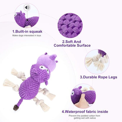 Dog Toys to Keep Them Busy Dog Toys for Small Medium Large Dogs Plush Animal Interactive Puppy Toys Cute Squeaky Elephant Dog Toy with Crinkle Paper (Purple)