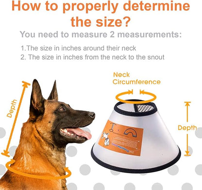 Generic Adjustable Dog Recovery Cone Collar, Transparent PVC, Extra Large (17.1" - 19.7")