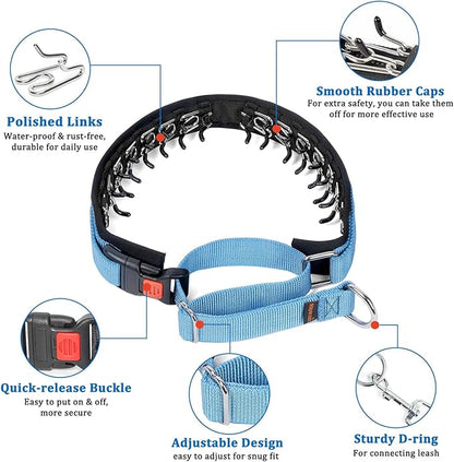 Mayerzon No Pull Dog Collar, Patented Martingale Collar for Small Medium Large Dogs with Buckle and Heavy Duty Nylon for Walking Training Hunting, Safe and Easy to Use(XL, Blue)