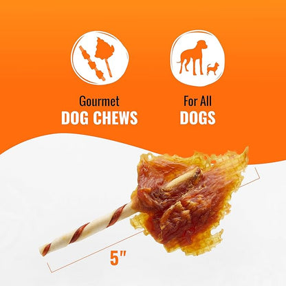 GOOD 'N' FUN Triple Flavor Wings, 24 Ounces, Rawhide Snack for All Dogs Made with Real Chicken, Pork Hide and Beef Hide