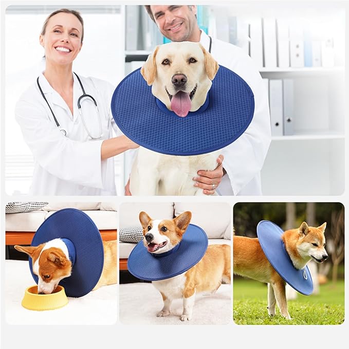 Dog Cone Collar, Multipurpose Breathable Mesh Comfortable Dog Recovery Elizabeth Collar, Soft Cone Collar Dog Neck Donut Cone Collar for Large Medium Small Dogs Cats Dark Blue(XL)