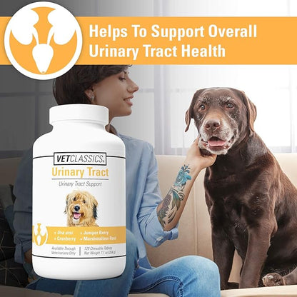 Vet Classics Urinary Tract Dog Supplement – Urinary Tract Support for Dogs, Helps Support Normal Urinary Tract Function, Pet Incontinence – Cranberry Dog Supplements – Chewable Tablets 120 Ct.