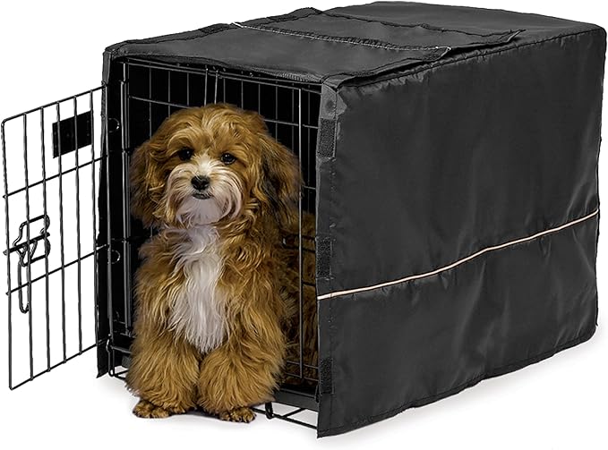 MidWest Homes for Pets XS Dog Crate Cover, Black Polyester Privacy Kennel Cover Fits Most 22-inch Crates, Machine Washable, Reduces Barking & Chewing