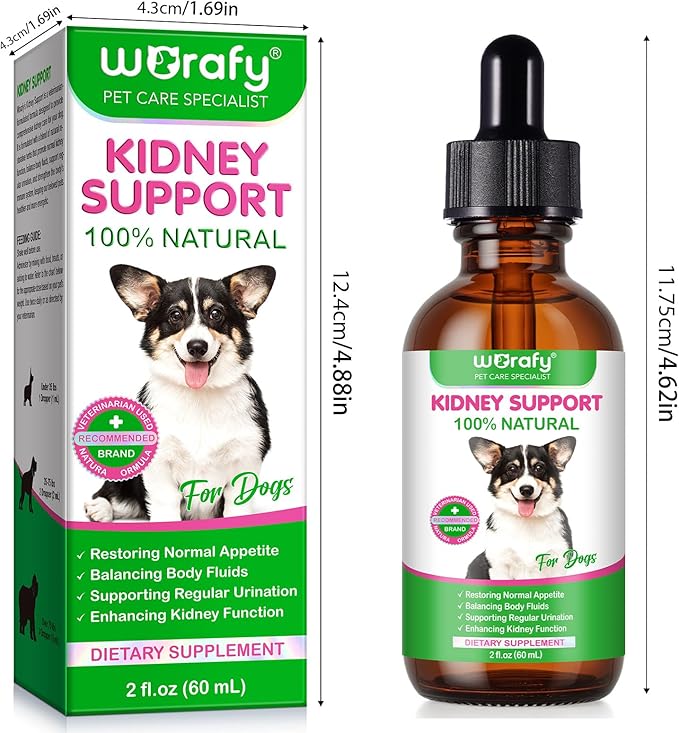 Kidney Support for Dogs,Kidney Function Support Drops for Balancing Body, Supporting Regular Urination, 2 fl.oz /60 ml