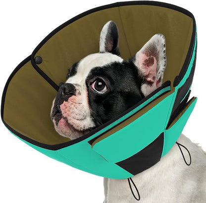 Queenmore Dog Cone Collar, Cone for Dogs to Stop Licking, Dog Cones for Medium Dogs, Adjustable Doggy Recovery Collars & Cones, Elizabethan Collar for Pets After Surgery, Green M