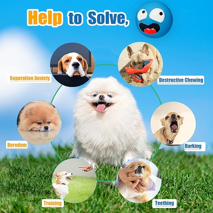 HOLYSTEED Squeaky Dog Toy for Small Dogs, Rubber Latex Puppy Toys Small Dog Toys, Soft Smile Face Squeaky Dog Balls Flat for Mini, Small Breeds