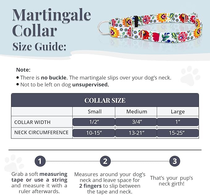 Lucky Love Dog Martingale Dog Collar - Adjustable, No-Slip, Durable, & Soft Webbing Collar for Male and Female Dogs Ideal for Training & Walking - Ladybird, Small