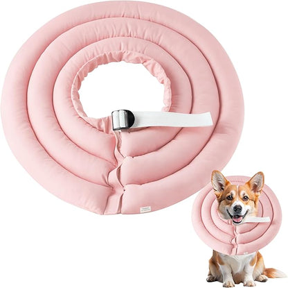Soft Dog Cone Collar - Adjustable Recovery Cone for Medium Large Dogs After Surgery to Stop Licking, Waterproof Elizabethan Protective Neck Donut Collar Alternative for Pet (Pink, L)