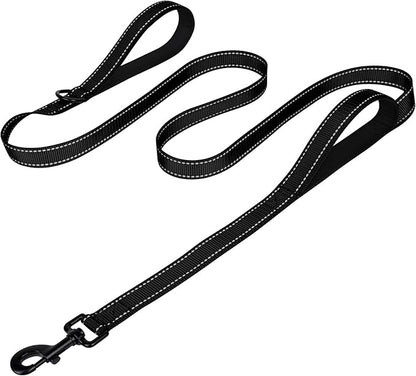 Joytale Dog Leash Heavy Duty for Large Dogs that Pull, Double Handle for Traffic Control, Double-Sided Reflective Leashes for Large Medium Dogs Night Safety, 6FT, Black