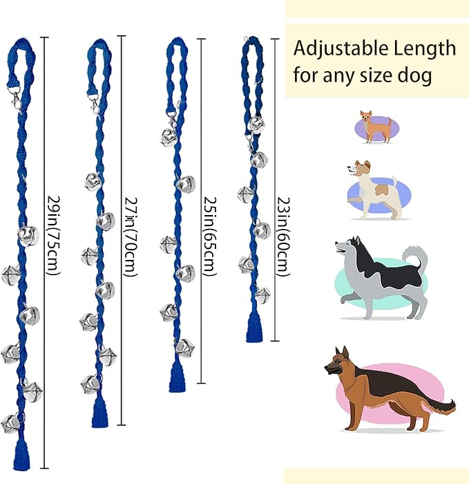 Dog Bells to Go Outside & Puppy Potty Training, Adjustable Dog Door Bell Ring to Go Potty, Handmade with Premium Yarn. Twisted Style, Blue