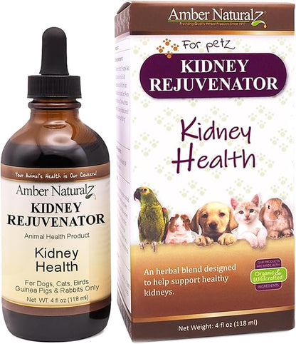 Amber NaturalZ Kidney Rejuvenator Herbal Supplement for Dogs, Cats, Birds, Rabbits, and Guinea Pigs | Supports Normal Kidney Function | Natural Aid for Kidney Health 4 Fluid Ounces