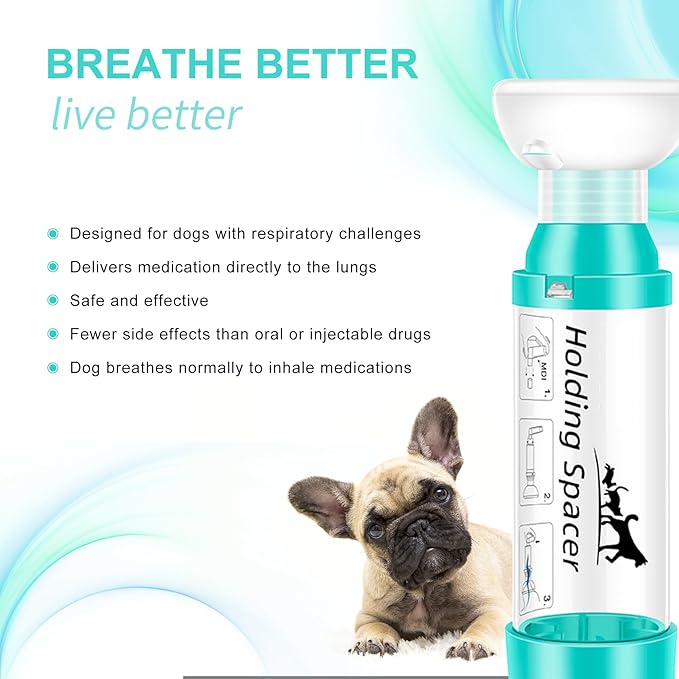 Pet Inhaler Spacer with Round Silicone Mask – Canine Aerosol Chamber for Dogs with a Respiratory Condition, Helps Medication Delivery, Includes 1 Mask Sizes