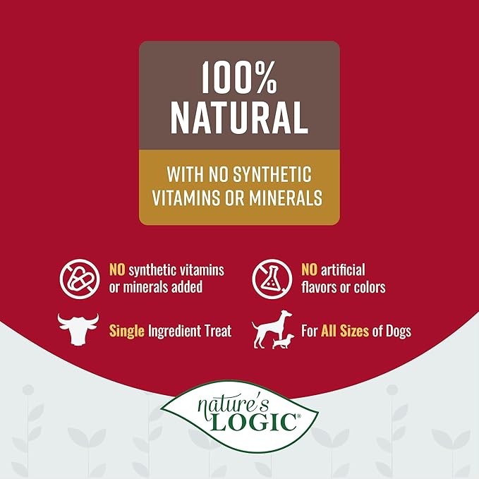 Nature's Logic Beef Trachea Dog Chew Treat - 100% USDA Prime Beef, All Natural Single Ingredient Dog Snack - Promotes Dental Hygiene - High Protein, Carnivore Recreation - Beef Trachea Treat, 1lb