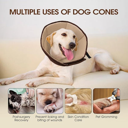 Dog Cone for Large Dogs After Surgery, Adjustable Soft Recovery Cone Collar for Dogs to Stop Licking, Professional Elizabethan Collar for Pet, Recovery Cones for Wound Healing & Hot Spots
