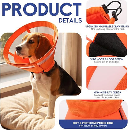 ASENKU Dog Cone Collar, Protective Recovery Dog Collar After Surgery, Comfy Adjustable Cone for Dogs to Stop Licking, Pet E-Collar for Small, Medium & Large Dogs(Orange, M)