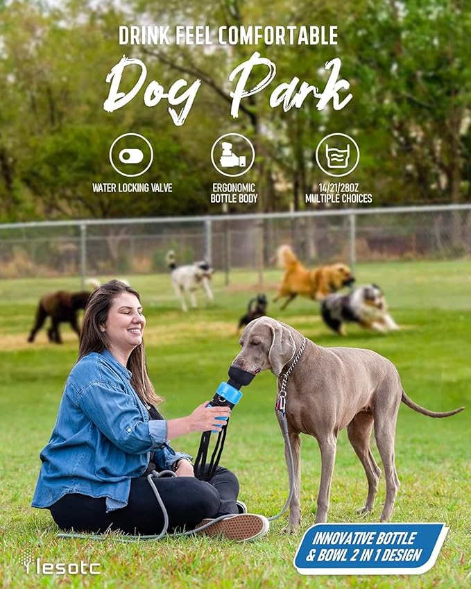 lesotc Dog Water Bottle, Portable Pet Water Dispenser, Leak Proof Travel Squeeze Water Bottle for Dogs, Puppy Essentials Dog Stuff Accessories for Outdoor Walking, Hiking, BPA-Free, Lightweight
