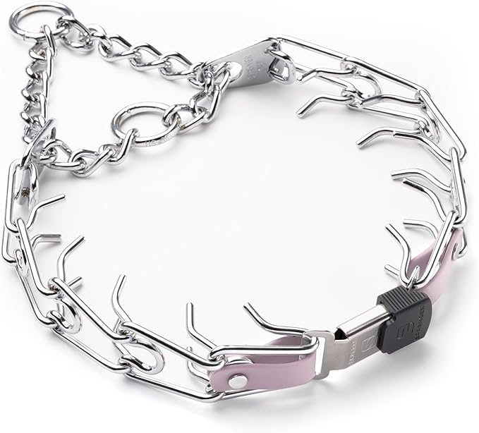 Herm Sprenger Chrome Plated Steel Dog Collar with Quick Release ClicLock Buckle O-Ring Biothane Insert Training Collar Made in Germany (Pastel Purple, 25in x 4.0mm(Neck Size up to21-22in))