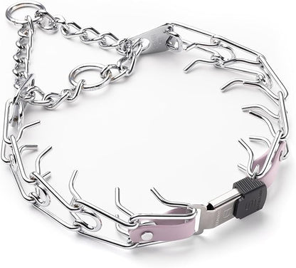 Herm Sprenger Chrome Plated Steel Dog Collar with Quick Release ClicLock Buckle O-Ring Biothane Insert Training Collar Made in Germany (Pastel Purple, 25in x 4.0mm(Neck Size up to21-22in))