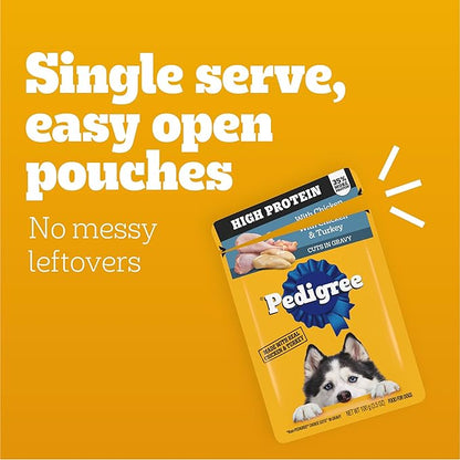 Pedigree High Protein Dog Food,Adult Wet Dog Food Pouches,Variety Pack,3.5 oz. Pouches,30 Count (Pack of 2)