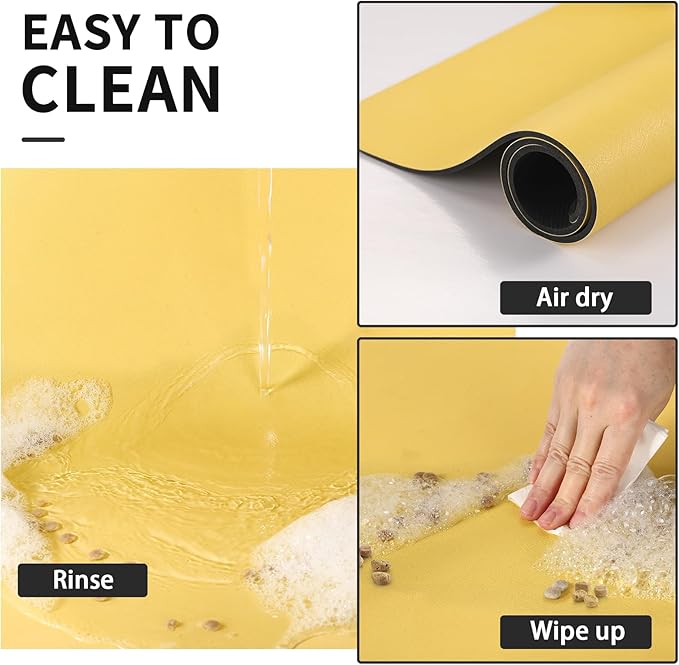 HotLive Dog Food Mat - Absorbent Cat Mat for Food and Water, No Stains Pet Feeding Bowl Mat, Easy to Clean Pet Placemats, Quick Dry Dog Water Dispenser Mat for Messy Drinkers | Yellow 18"x34"