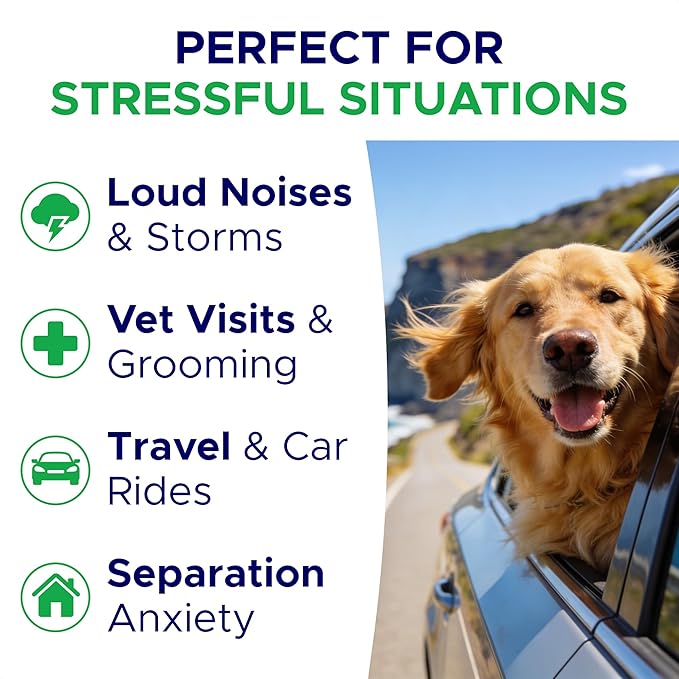 Advanced Calming Chews for Dogs - Hemp Treat + Melatonin + Valerian - Relaxing Bites - Calming Care - Stress Relief - Made in USA - Calm, Sleep Aid, Storms - 60Ct