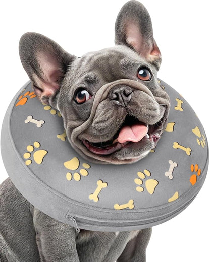 Inflatable Dog Pillow Cone Collar After Surgery, Donut Soft Neck Cone for Beagle French Bulldog Medium Plus Dogs, etc, Recovery E Collar to Stop Licking Paw
