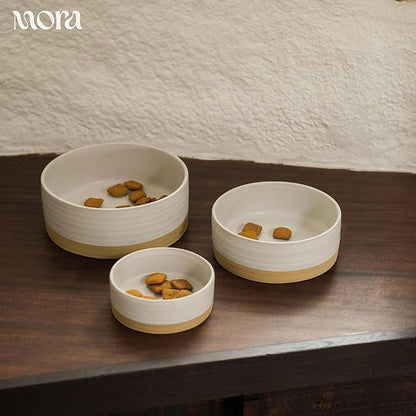 Mora Ceramic Pet Bowl Size Medium - Food/Water Dish for Large Puppies, Cats, Retrievers, Medium Sized Dogs, ect. 28oz or 4 Cups - Basic Bowls for Your Dog or Cat, Mix and Match for a Set - Oat
