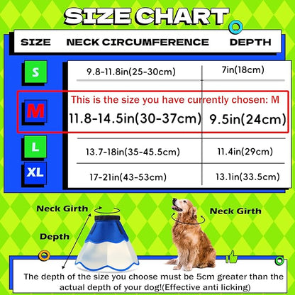Hard & Heavy Plastic Dog Cone Collar Alternative for Medium Dogs (French Bulldog Dachshund), Adjustable Elizabethan Protective Cone for Healing, Comfortable Recovery Collar Cone of Shame Anti-Lick