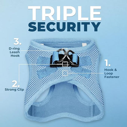 Best Pet Supplies Voyager Step-in Air All Weather Mesh Harness and Reflective Dog 5ft Leash Combo with Neoprene Handle, for Small, Medium and Large Breed Puppies - Set (Baby Blue), X-Large