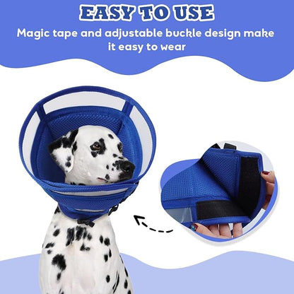 Dog Cone Collar,Cone for Dogs After Surgery,Foldable Cones for Dog Mesh,Pet Elizabethan Collar Alternative to Prevent Licking Wounds,Adjustable ecollars for Dogs After Surgery,Blue M